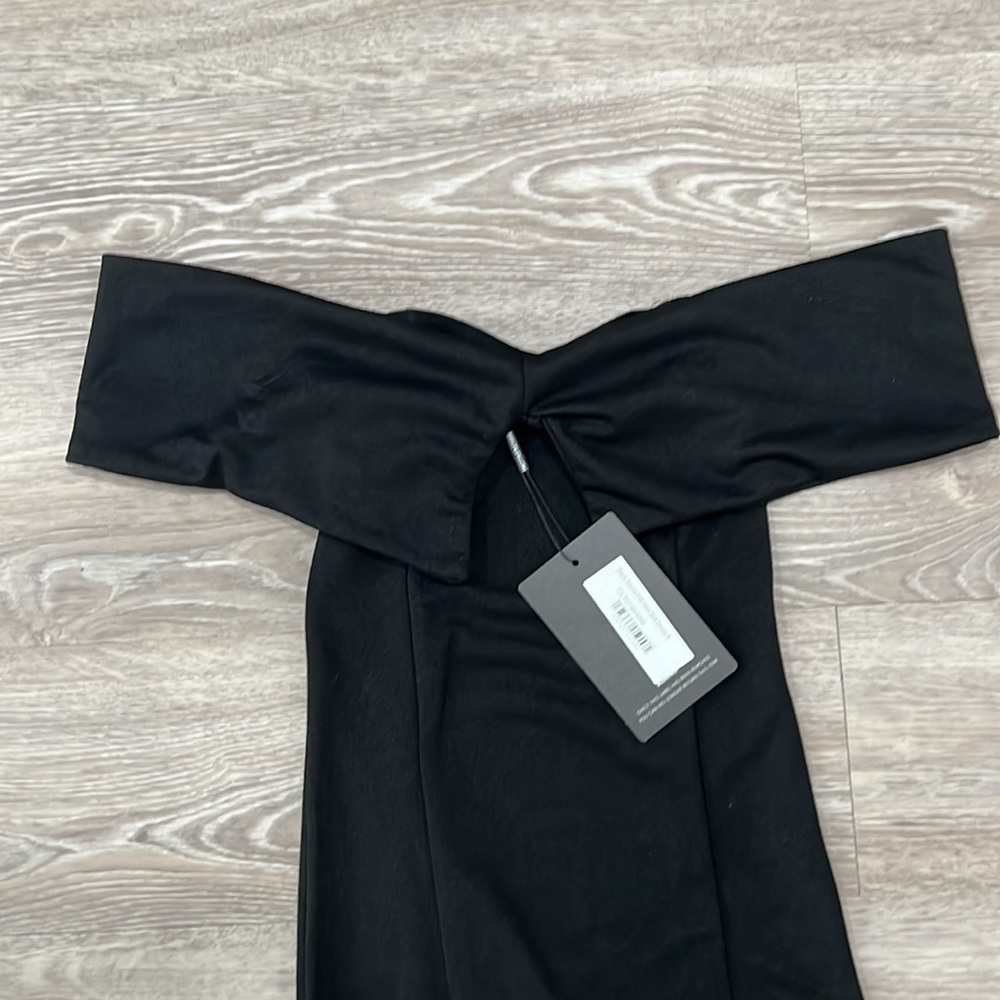 Pretty little thing black Bardot frill hem midi dress - Picture 5 of 8